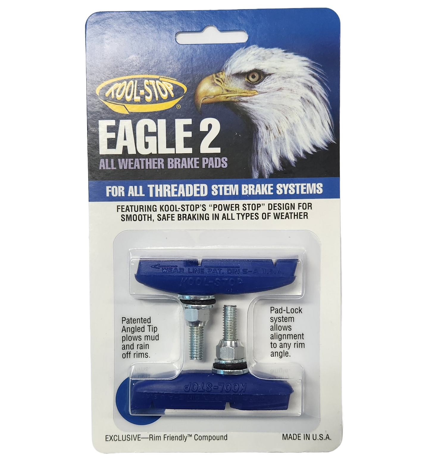 BRAKE PADS - KOOL STOP EAGLE 2 BLUE THREADED KSE2TBLU