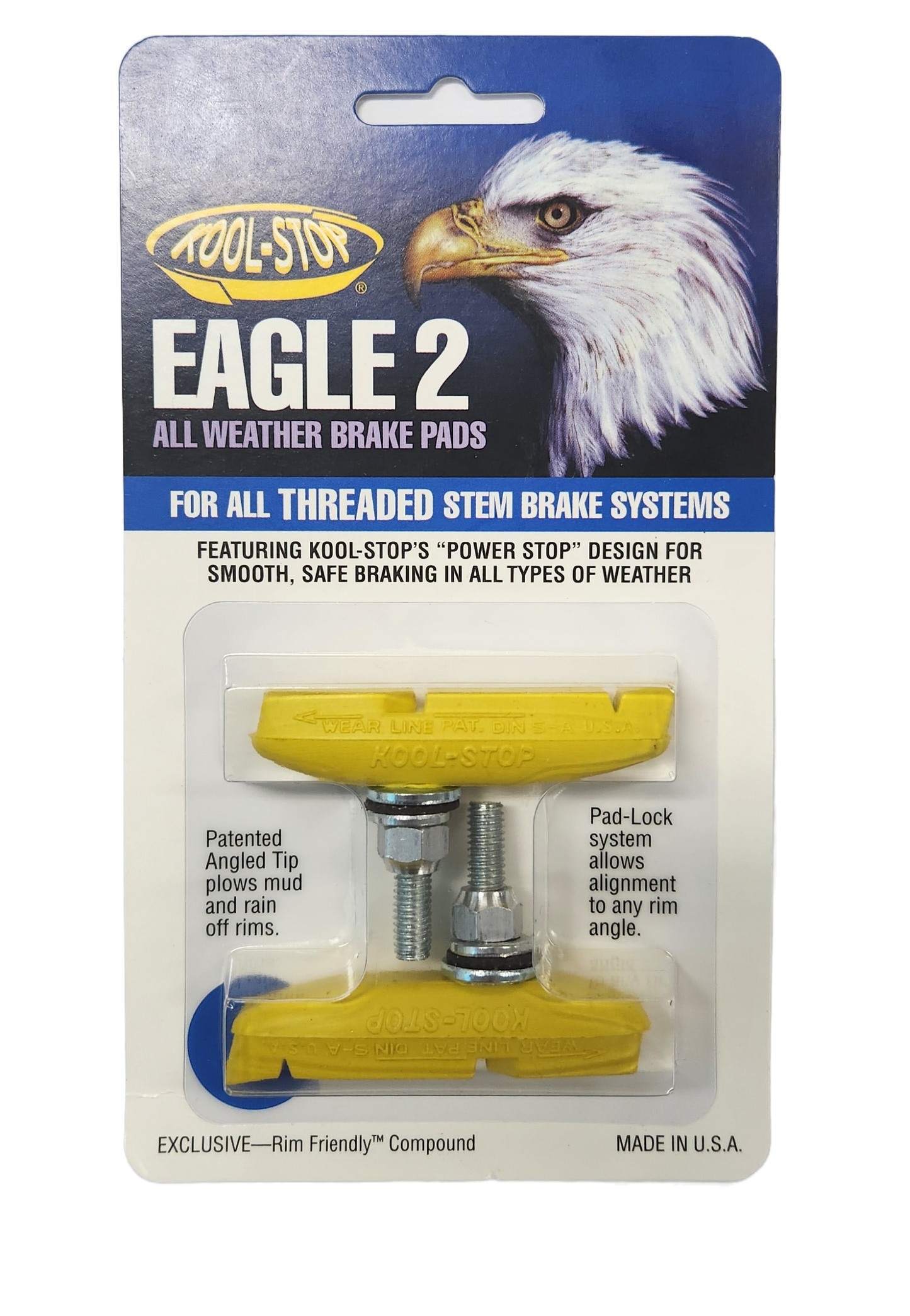 BRAKE PADS - KOOL STOP EAGLE 2 YELLOW THREADED KSE2TY