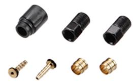 HYDRAULIC HOSE FITTINGS SET- Tektro 5.5mm (hose retainer x 2, hose retainer cover x 1, compression ferruels x 2, brass olives with O-ring x 2) (Suits Tektro 5.5mm & Old TRP (NOT EVO))