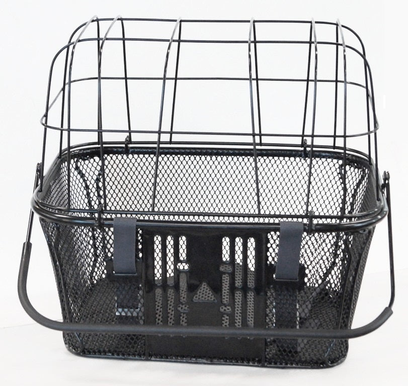 BASKET - Large FRONT - Pet Carrier, Fixed Base, Includes Dome wire "clip in" Lid, Padded Base & Anchor Strap, 40cm x 30cm x 35cm