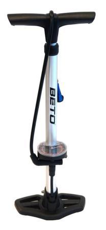 Beto KING COBRA FLOOR PUMP, Alloy Barrel, 160 PSI w/big 3.5" gauge, 2 Stage Auto Switching SMART valve head, high volume/high pressure switch, A/V & F/V