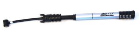 MINI PUMP Beto, alloy, w/retractable 5" hose, bracket & threaded head, 80 PSI, AV/FV, 265mm long