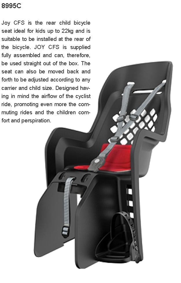 Baby seat, Polisport, JOY, RACK MOUNTING SYSTEM, Extra ventilation design, Dark Grey (Baby Seat ONLY - Rack NOT included - Will fit racks from 120mm - 185mm wide.)