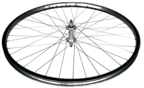 WHEEL Front 27.5/650B - Single wall Black alloy rim, nutted alloy silver hub (100mm O.L.D.) 36 hole Silver Stainless steel spokes