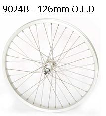 WHEEL REAR, SCREW-ON, NUTTED, 20'' ALLOY 36h SILVER S/S spokes, OLD 126mm