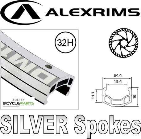 WHEEL - 700c Alex DM18 D/w 32H A/v Eyeletted M/e Silver Rim, FRONT DYNAMO Q/R (100mm OLD) 6 Disc Sealed SP Silver Hub, Mach1 SILVER Spokes