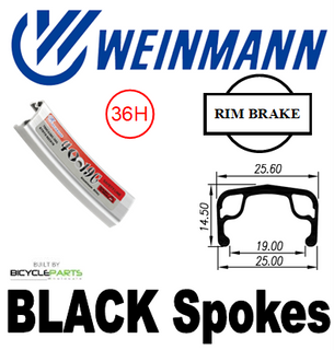 WHEEL - 700C Weinmann 4019C 36H P/j Silver Rim,  SCREW-ON MULTI Nutted (126mm OLD) Loose Ball Joytech Alloy Silver Hub,  Mach 1 BLACK Spokes