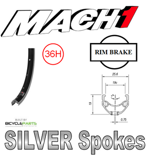 WHEEL - 27.5 / 650B Mach1 ER-10 36H Black Rim, SCREW-ON MULTI Q/R (135mm OLD) Loose Ball KK Rival Black Hub, Mach 1 SILVER Spokes