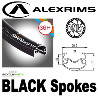 WHEEL - 26" Alex ADVENTURER 2 36H P/j Black Rim, 8/10 SPEED Q/R (135mm OLD) 6 Disc Sealed Novatec Black Hub, Mach 1 BLACK Spokes