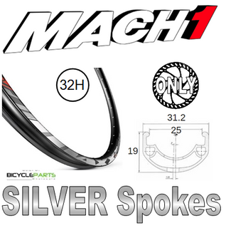 WHEEL - 27.5/650B Mach1 MAXX 32H P/j Black Rim, FRONT 12mm T/A (100mm OLD) Centerlock Disc Sealed Novatec Black Hub, SILVER Spokes