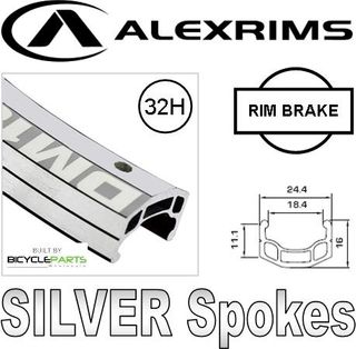 WHEEL - 700c Alex DM18 32H Silver Rim, 8/10 SPEED Q/R (135mm OLD) Sealed Novatec Black Hub, SILVER Spokes