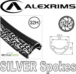 WHEEL - 29er Alex MD23 32H Black Rim, FRONT Nutted (100mm OLD) Sealed Novatec Black Hub, Mach 1 SILVER Spokes