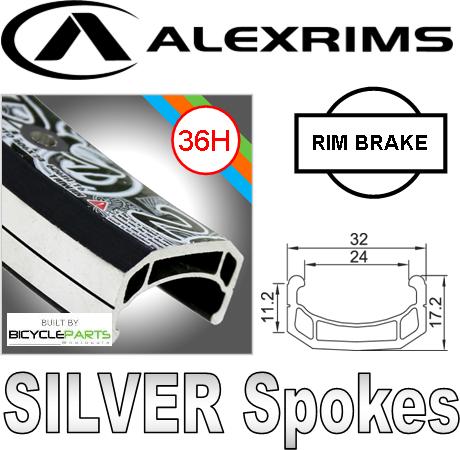 WHEEL - 26" Alex DM-24 36H Black Rim, FRONT Q/R (100mm OLD) Loose Ball Joytech Black Hub, Mach 1 SILVER Spokes