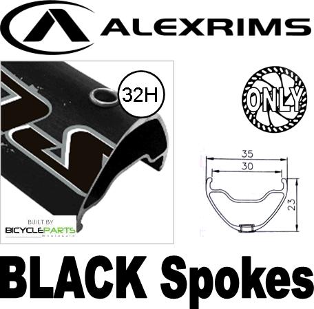 WHEEL - 27.5 / 650B Alex Supra 35 32H W/j Black Rim, 8/11 SPEED 12mm T/A (148mm OLD) 6 Disc Sealed Bear Pawl Black Hub, Mach 1 BLACK Spokes