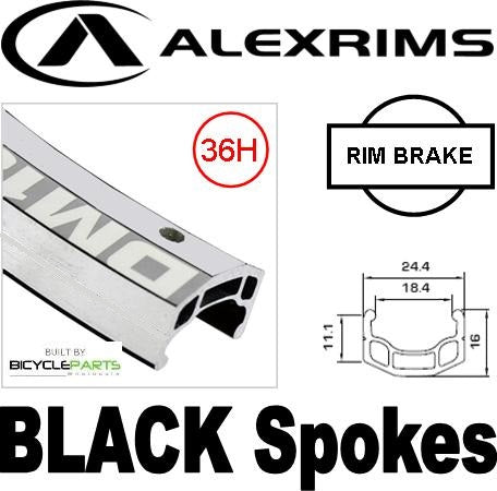 WHEEL - 26" Alex DM18 36H Silver Rim, SCREW-ON SINGLE 3/8 Nutted (110mm OLD) Loose Ball KK Rival Black Hub, Mach 1 BLACK Spokes