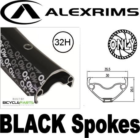 WHEEL - 27.5 / 650B Alex MD30 32H Black Rim, 8/11 Speed Q/R (141mm OLD) 6 Disc Sealed Novatec Black Hub, Mach 1 BLACK Spokes
