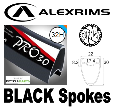 WHEEL - 700C Alex PRO30 32H W/j Black Rim, FRONT 20mm T/A (110mm OLD) 6 Disc Sealed Novatec Black Hub, Mach 1 BLACK Spokes