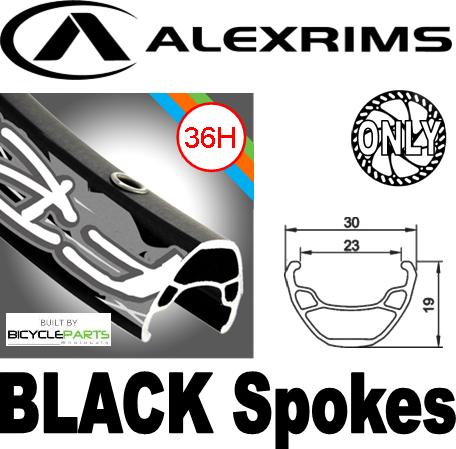 WHEEL - 26" Alex FR30 36H P/j Black Rim, FRONT Q/R (100mm OLD) 6 Disc Sealed Novatec Black Hub, Mach 1 BLACK Spokes