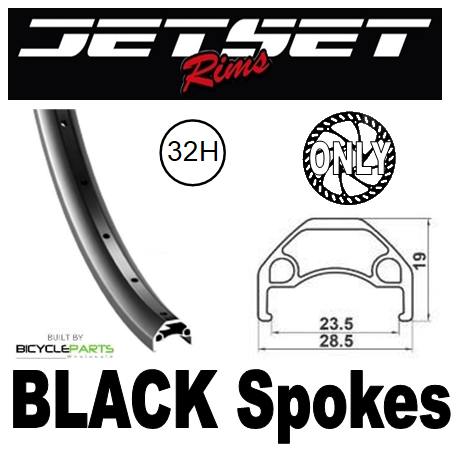 WHEEL - 27.5 / 650B Jetset HC-X359 32H P/j Matt Black Rim, FRONT Q/R (100mm OLD) 6 Disc Sealed Novatec Black Hub, Mach 1 BLACK Spokes