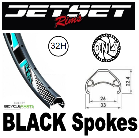 WHEEL - 27.5 / 650B Jetset HC-E331 32H P/j Matt Black Rim, 8/10 SPEED Q/R (135mm OLD) 6 Disc Loose Ball Black Hub, Mach 1 BLACK Spokes