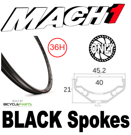 WHEEL - 27.5 / 650B Mach1 Trucky-40 36H P/j Black Rim, FRONT Q/R (100mm OLD) 6 Disc Sealed Novatec Black Hub, Mach 1 BLACK Spokes