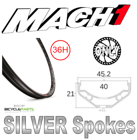 WHEEL - 27.5 / 650B Mach1 Trucky-40 36H P/j Black Rim, FRONT Q/R (100mm OLD) 6 Bolt Disc Sealed Novatec Black Hub, Mach 1 SILVER Spokes