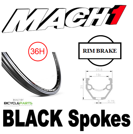 WHEEL - 26" Mach1 REVO 36H P/j Black Rim, FRONT 3/8" Nutted (100mm OLD) Loose Ball Joytech Black Hub, Mach 1 BLACK Spokes