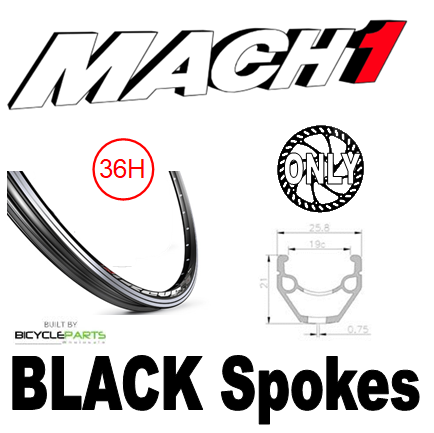 WHEEL - 26" Mach1 REVO 36H P/j Black Rim, 8/10 SPEED Q/R (135mm OLD) 6 Disc Loose Ball Joytech Black Hub, Mach 1 BLACK Spokes