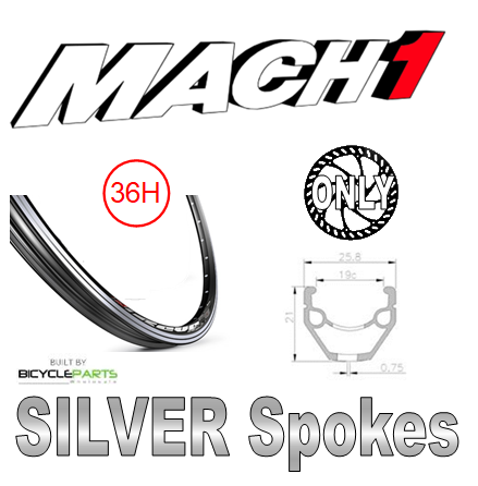 WHEEL - 26" Mach1 REVO 36H P/j Black Rim, FRONT Q/R (100mm OLD) 6 Disc Sealed Novatec Black Hub, Mach 1 SILVER Spokes