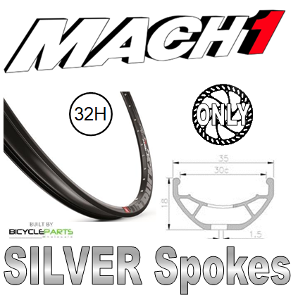 WHEEL - 27.5/650B Mach1 TRUCKY-30 32H P/j Black Rim, 8/11 SPEED 12mm T/A (142mm OLD) 6 Disc Sealed Novatec Black Hub, Mach 1 SILVER Spokes