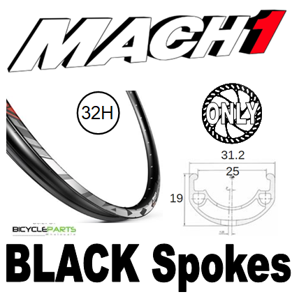 WHEEL - 27.5/650B Mach1 MAXX 32H P/j Black Rim, FRONT Q/R (100mm OLD) 6 Disc Sealed Novatec Black Hub, Mach 1 BLACK Spokes