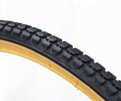 TYRE 28 x 1.3/8 BLACK w/Gum Wall, Block tread, Quality Vee Rubber Tyre (37-642)