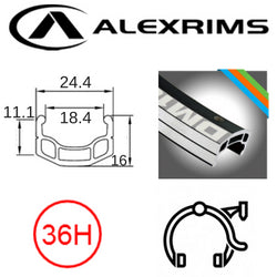 RIM 26" x 18mm - ALEX DM18 - 36H - (559 x 18) - Schrader Valve - Rim Brake - D/W - SILVER - Mill Finish