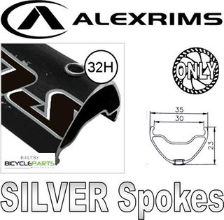 WHEEL - 29er Alex Supra 35 32H W/j Black Rim, FRONT 15mm T/A (110mm OLD) 6 Disc Sealed Novatec Boost Red Hub, SILVER Spokes