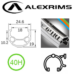 RIM 700c x 18mm - ALEX DH19 - 40H - (622 x 18) - Schrader Valve - Rim Brake - D/W - BLACK - Eyeleted - MSW