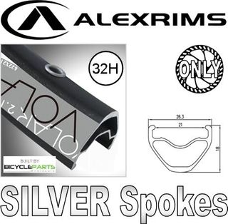 WHEEL - 29er Alex Volar 2.1 32H S/j Black Rim, FRONT Q/R (110mm OLD) 6 Disc Sealed Novatec Black Hub, SILVER Spokes