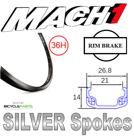 WHEEL - 26" Mach1 110 36H S/j Black Rim, 8/10 SPEED Q/R (135mm OLD) Loose Ball Joytech Black Hub, Mach 1 SILVER Spokes