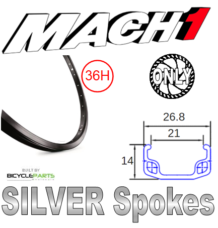 WHEEL - 26" Mach1 110 36H S/j Black Rim, SCREW-ON MULTI Q/R (135mm OLD) 6 Disc Loose Ball KK Rival Black Hub, Mach 1 SILVER Spokes