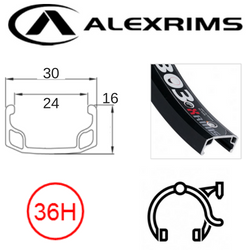 See 93261T - RIM 20" x 24mm - ALEX Y303 - 36H - (406 x 24) - Schrader Valve - Rim Brake - S/W - BLACK - MSW - (396 ERD)