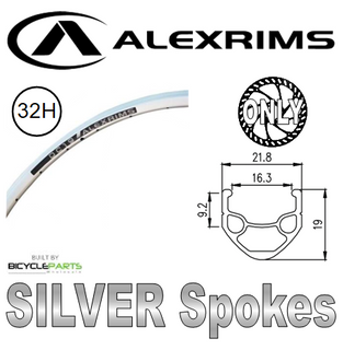 WHEEL - 700C Alex DC19 32H P/j Silver Rim, FRONT DYNAMO Q/R (100mm OLD) 6 Disc Sealed SP Black Hub, Mach 1 SILVER Spokes