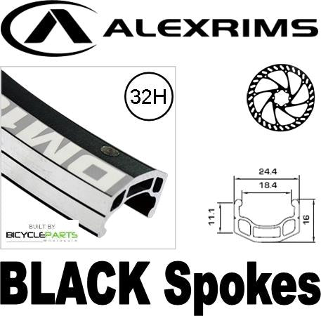 WHEEL - 26" Alex DM18 D/w 32H A/v Eyeletted M/e Black Rim, SCREW-ON MULTI Q/R (135mm OLD) 6 Disc Loose Ball Joytech Black Hub, Mach1 BLACK Spokes