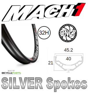 WHEEL - 27.5/650B Mach1 Trucky-40 32H P/j Black Rim, 8/11 SPEED 12mm T/A (148mm OLD) 6 Disc Sealed Novatec (E440 Hub Body) Boost Black Hub, Mach 1 SILVER Spokes