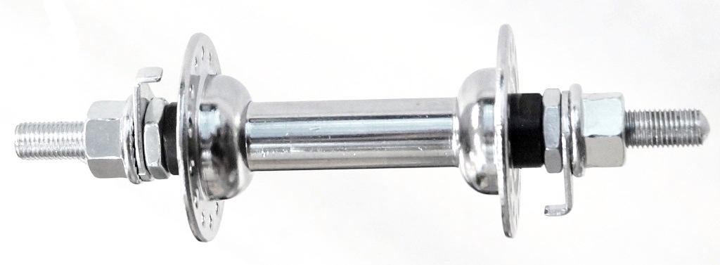 HUB Front, Nutted, Chrome Steel 28H (100 OLD) 5/16" Axle .