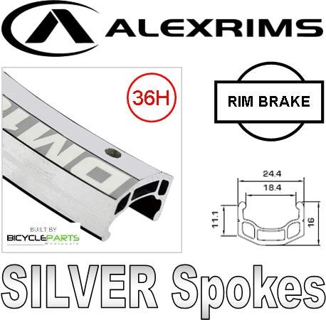 WHEEL 24" Alex D/W DM-18 Alloy Rim, Screw On Alloy Nutted Multi Speed Hub, Mach 1 Spokes, REAR. ALL SILVER