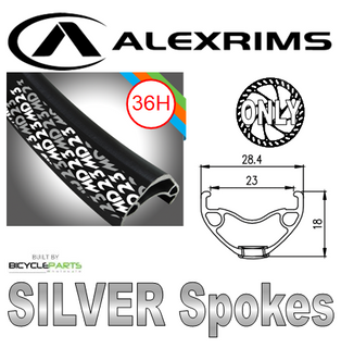 WHEEL - 29er Alex MD23 36H P/j Black Rim, FRONT 20mm T/A (110mm OLD) 6 Disc Sealed Novatec Black Hub, Mach 1 SILVER Spokes
