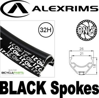 WHEEL - 26" Alex MD21 32H Black Rim, SCREW-ON MULTI Q/R (135mm OLD) 6 Disc Loose Ball Joytech Black Hub, Mach 1 BLACK Spokes
