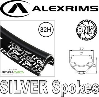 WHEEL - 26" Alex MD21 32H Black Rim, SCREW-ON MULTI Q/R (135mm OLD) 6 Disc Loose Ball Joytech Black Hub, Mach 1 SILVER Spokes
