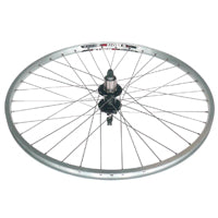 Wheel 26" Alex DM-18 Silver D/w Eyeleted Alloy Rim W/msw , Novatec 8/10 Speed Sealed 6 disc Q/r Black Alloy Hub , Silver Mach 1 Spokes , REAR.