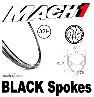 WHEEL - 26" Mach1 MX 32H Black Rim, 8/11 SPEED 12mm T/A (142mm OLD) 6 Disc Sealed Novatec Black Hub, Mach 1 BLACK Spokes