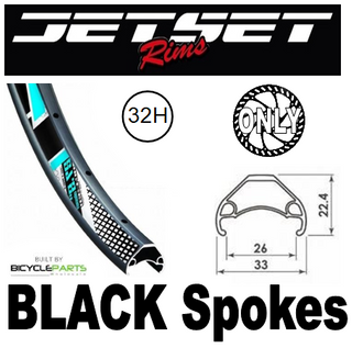 WHEEL - 29er Jetset HC-E331 32H P/j Matt Black Rim, 8/11 Speed Q/R (141mm OLD) 6 Disc Sealed Novatec Black Hub, Mach 1 BLACK Spokes